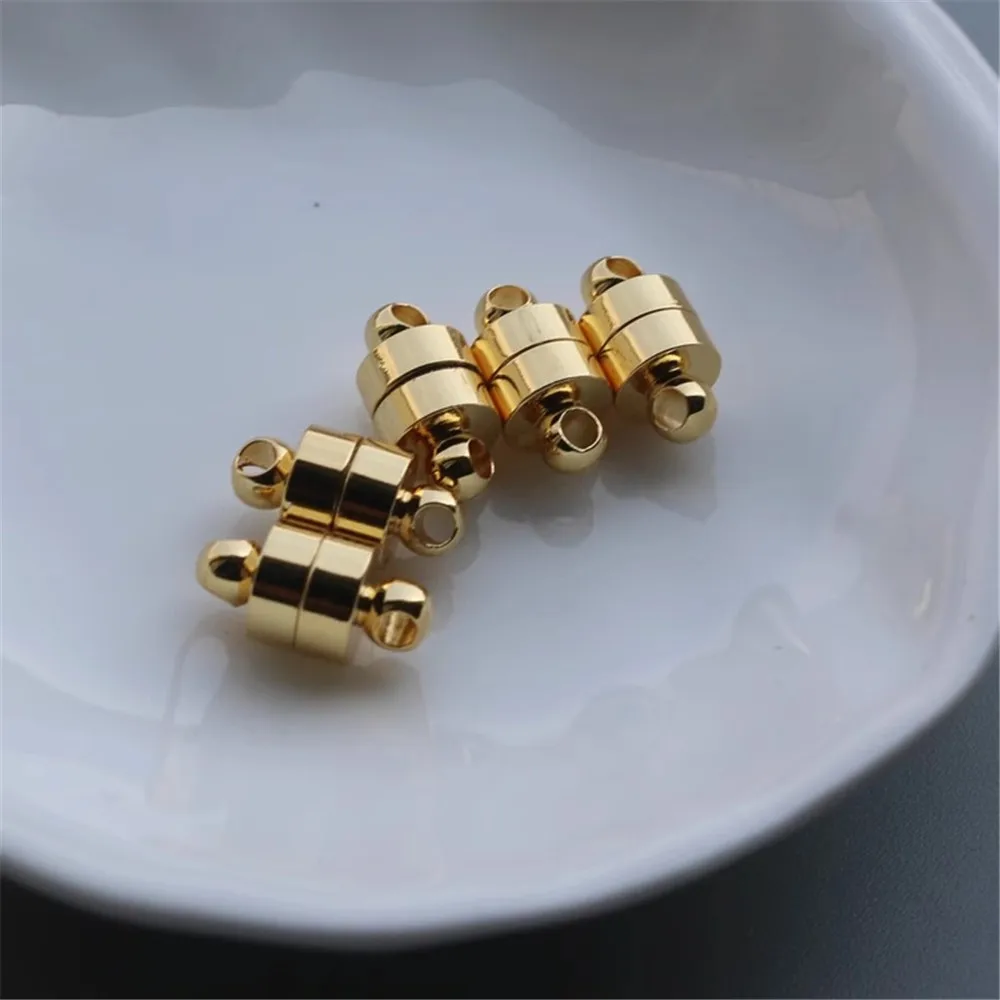 18K Gold Barrel-Shaped Iron Buckle, DIY Accessories, Bracelet, Necklace, Magnet Connection, 6mm