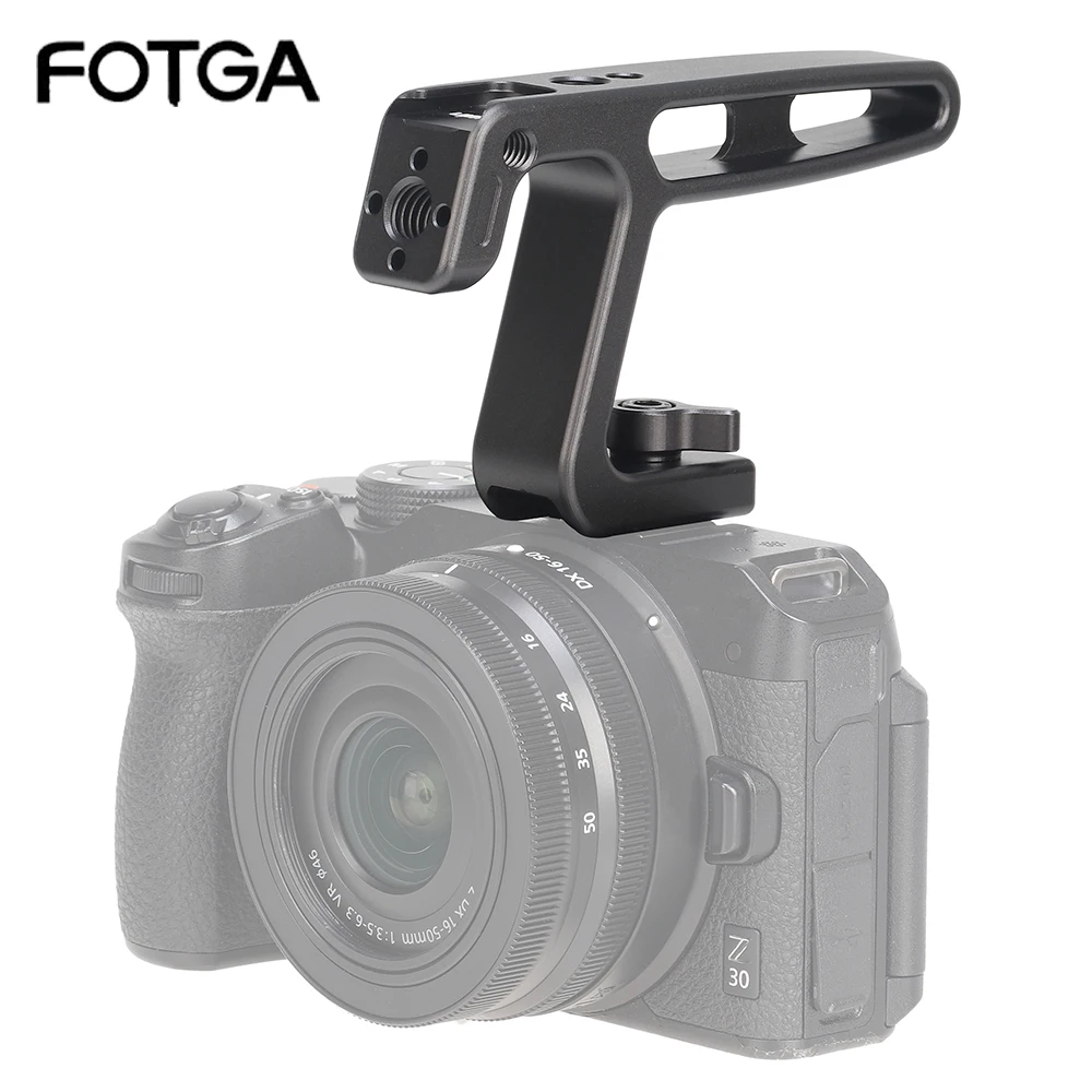 

FOTGA Camera Cage Top Handle Hand Grip with Cold Shoe Mount Vlog Shooting Live Streaming Microphone Handgrip For Sony SLR Camera