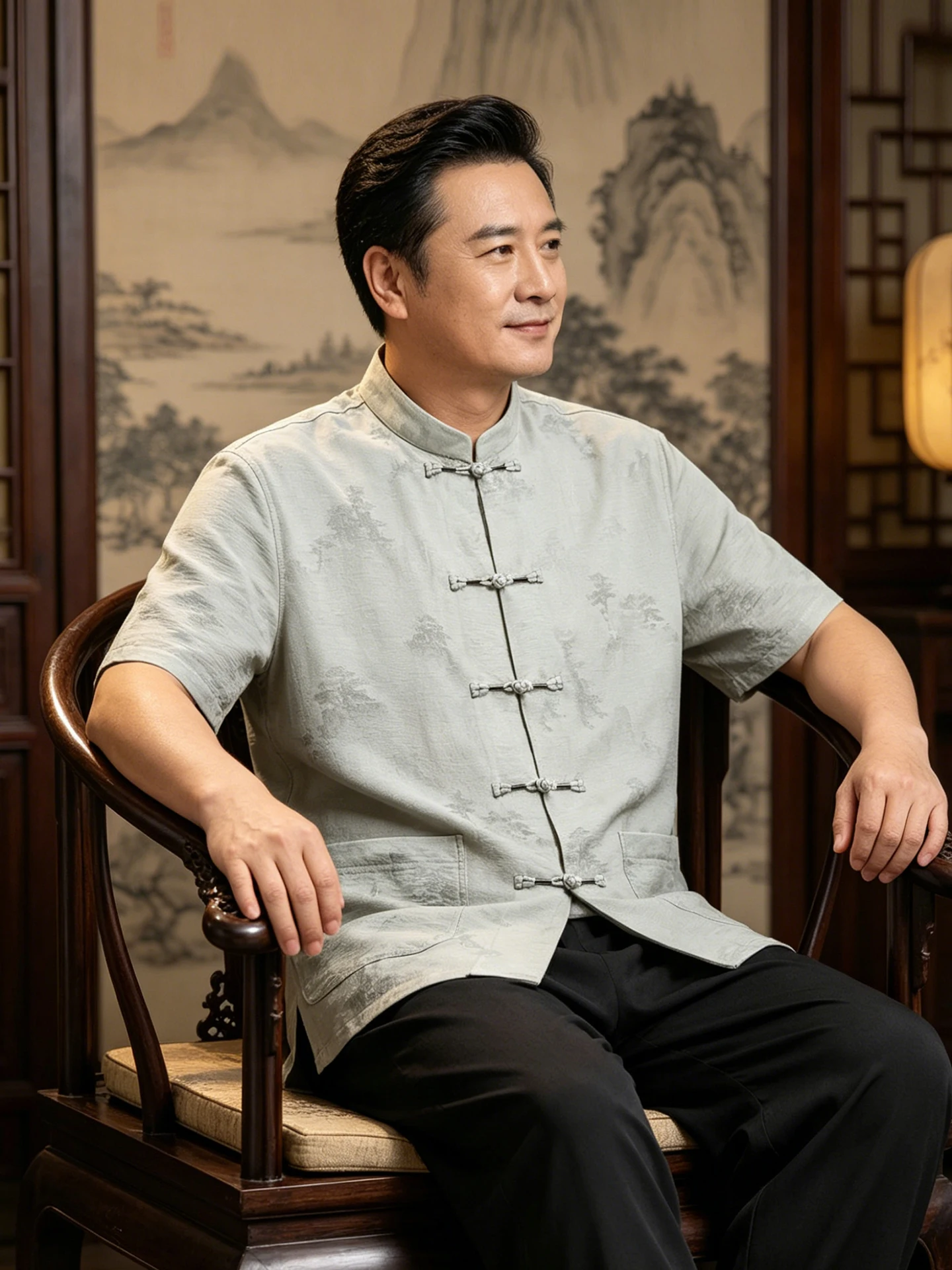 chinese-style-short-sleeve-stand-collar-men's-casual-tang-suit-summer-fashionable-dad-grandpa-clothing-comfortable-breathable