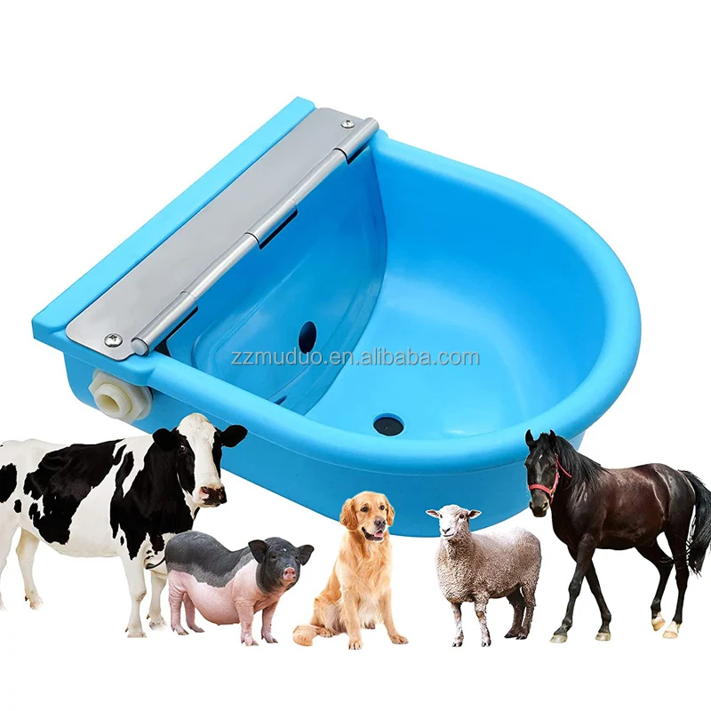 

Stainless Steel Lid Animal Drinker Dog Sheep Horse Plastic Water Bowl Goat Water Drinker for Cattle