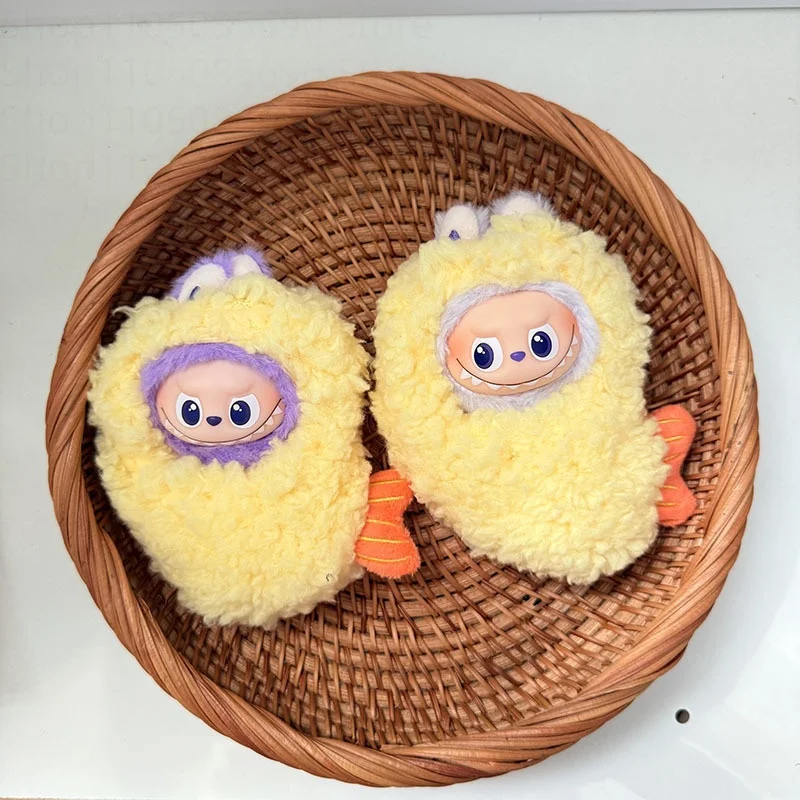10cm For Mini Labubu 4.0 Doll Clothes 4th-Gen Cute Penguin Onesie Yellow Boots Accessories For Mini Labubu