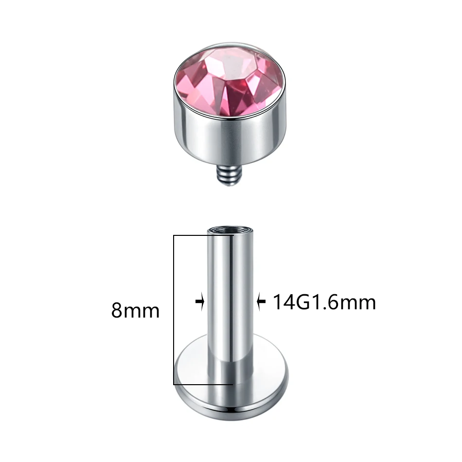 1PC Titanium 14G EAR PIERC Zircon Paved Top Thread Ear Rings Cartilage Tragus Earrings Lip Stud Helix Piercing Jewelry for Women image 2