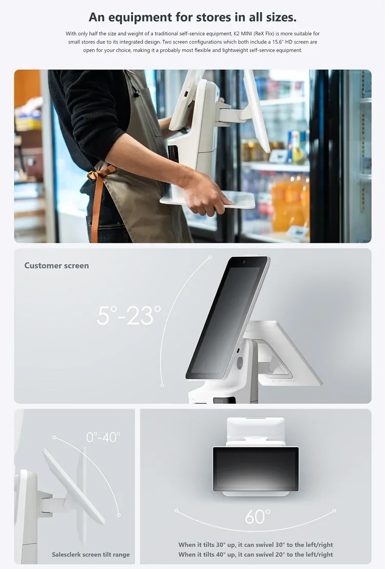 New Arrival!!Sunmi K2 MINI Touchscreen Self Ordering Check-out Machine Payment Kiosks for Supermarket Restaurants