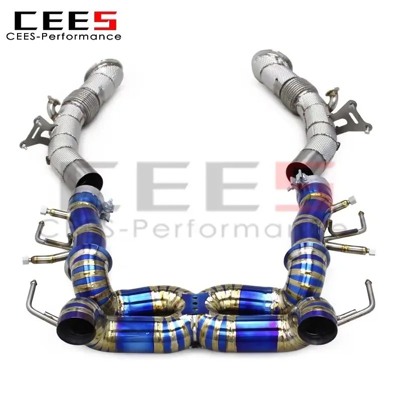 CEES Catback Exhaust Downpipe 76MM Pipes for Ferrari SF90 3.9T V8 2019-2023 Titanium Alloy Exhaust System Pipe Muffler Assembly