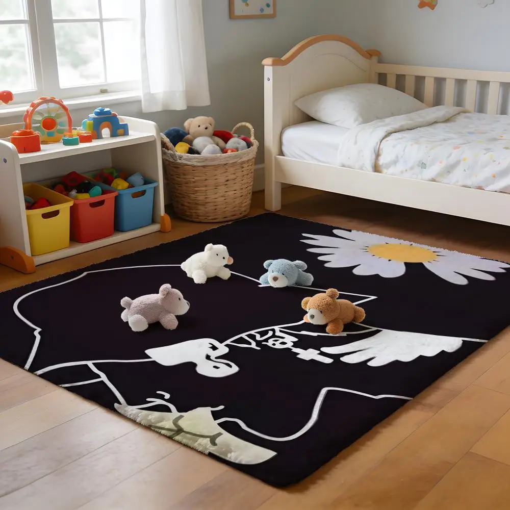 

Floor Mat Soft Flannel Rug Non-Slip Absorbent Mat for Bathroom Bedroom Home Decor Cartoon Pinguin Anime