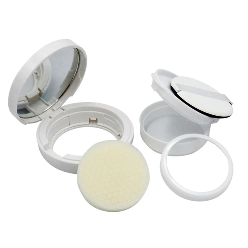 RXJC Loose Powder Compact Container Empty Portable Plastic DIY Makeup for Case Box with Puff Mirror