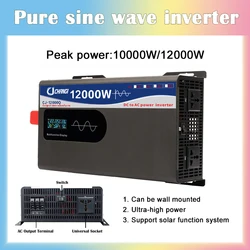 Pure Sine Wave Inverter 24V To 220V 110V 10000W 12000W High Power 48V 60V 72V 96V Converter Solar Inverters Car Off Grid