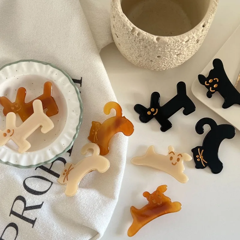 

Милые ацетатные заколки-крабики для челки в форме кошки, нескользящие, элегантные боковые заколки-крокодилы для волос, аксессуары для укладки волос для девочек на каждый день