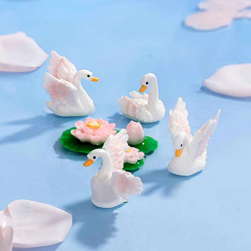 Animal Mini Doll Cute Craft Swan Resin Model Decorations Miniature Ornaments Creative DIY Supply Home Decor Accessories Gifts