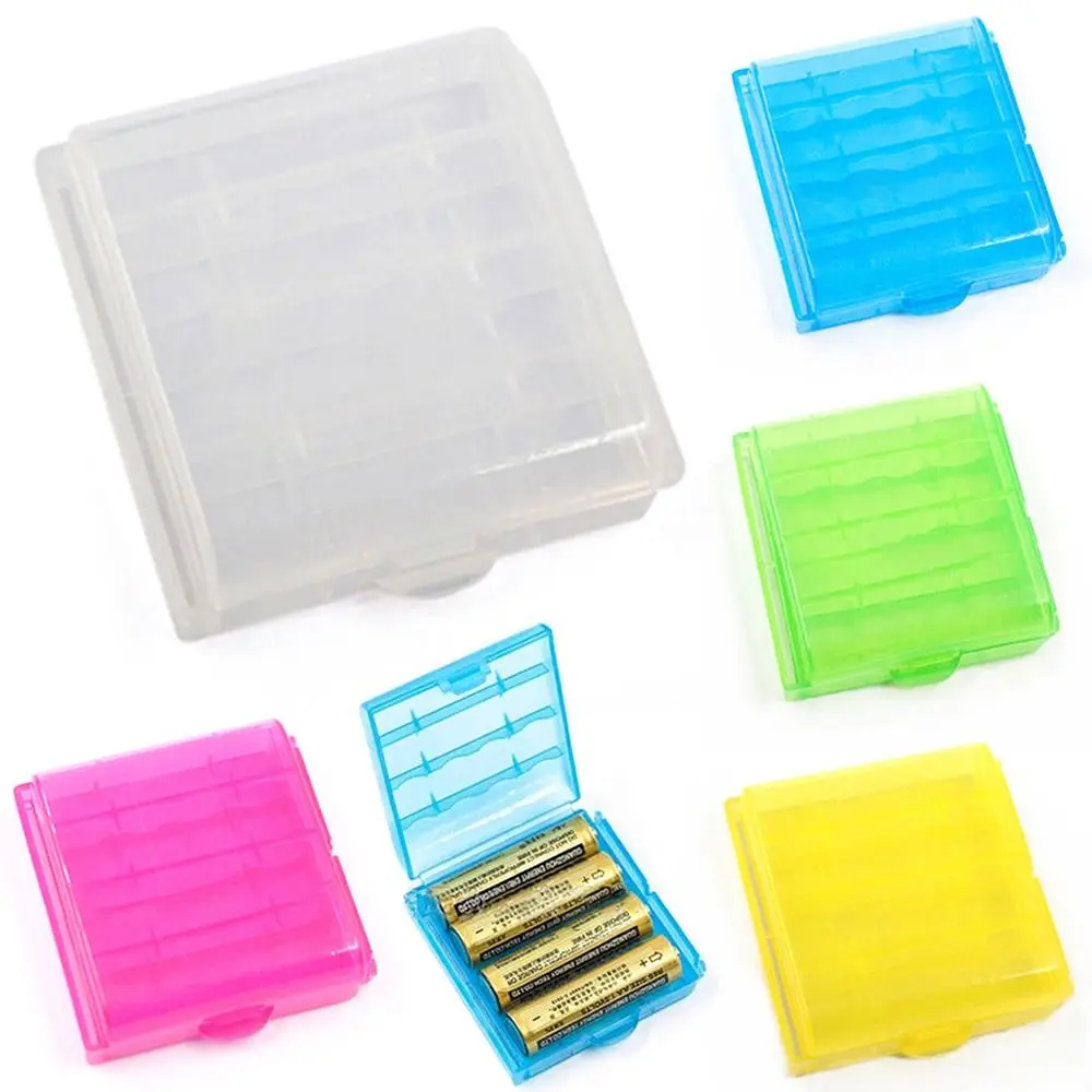 1/5pcs Coloful Battery Holder Case 4 AA AAA Hard Plastic Storage Box Cover For 14500 10440 Battery