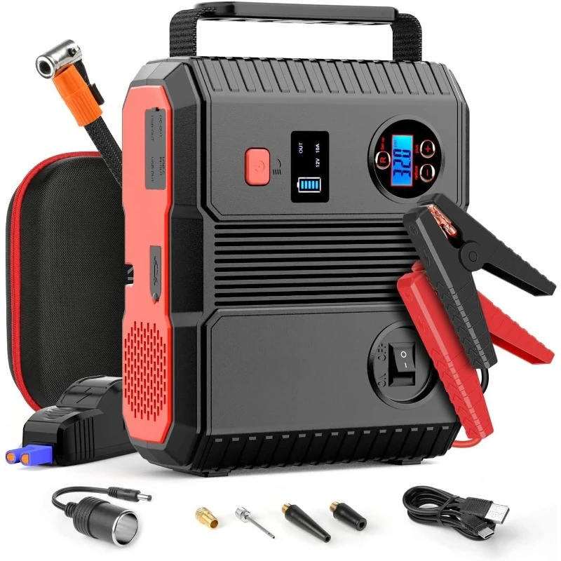 Car Jump Starter with Air Compressor 150PSI 6000A Peak 24000mah (Up to All Gas or 8.0L Diesel Engine, 50 Times) Portable Jump