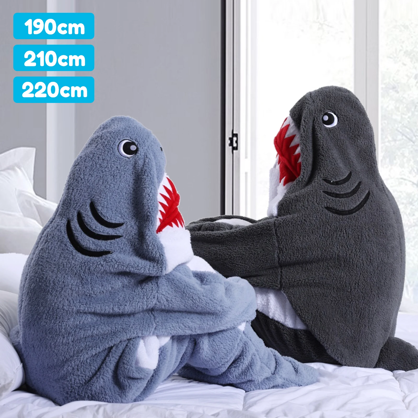 Tragbare Hai Decke weiche Flanell Cartoon Hai Schlafsack Hoodie warme Hai Stram pler Homewear für Erwachsene Kinder zu Hause Camping