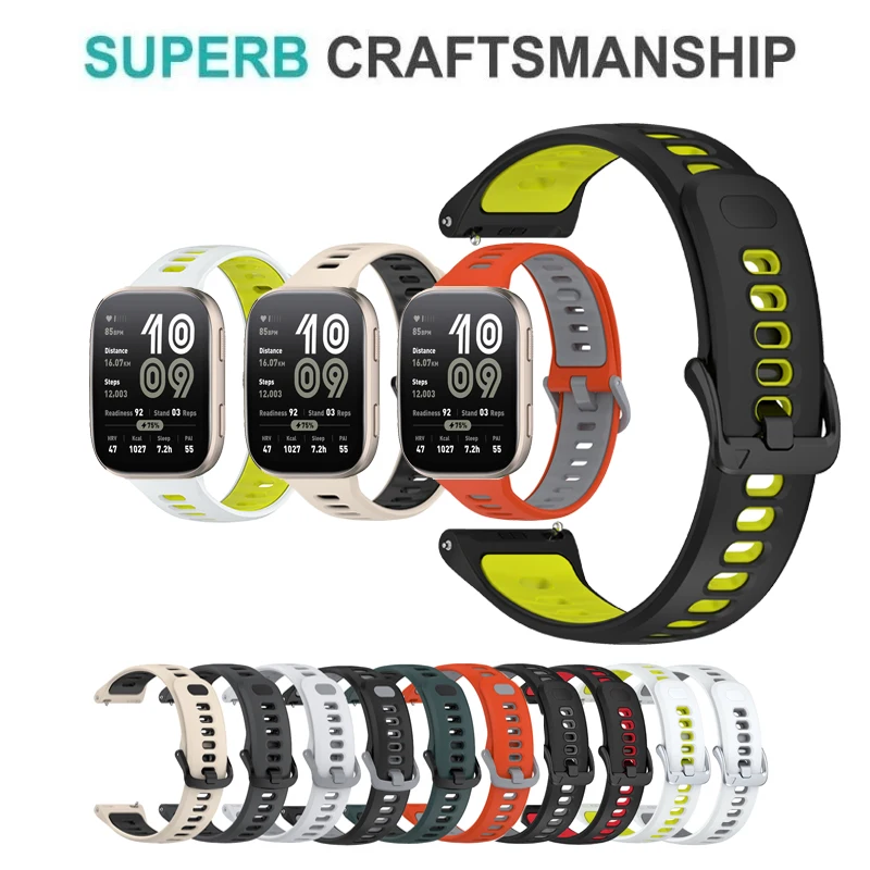 Bracelet en silicone de 22 mm pour le sport et les activités de plein air, compatible avec Huami Amazfit Bip 6 / Bip 5 / 5 Unity