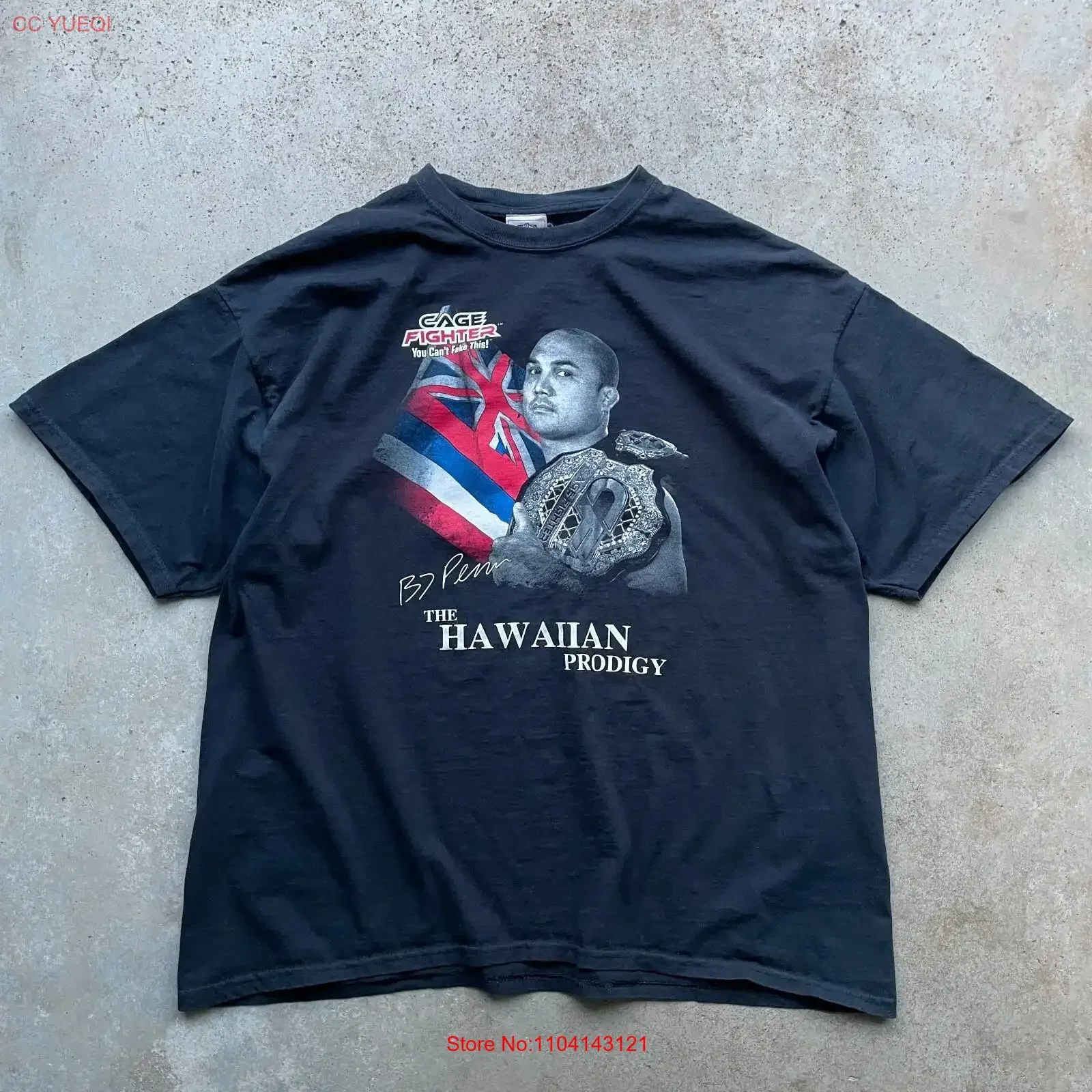 Vintage Cage Fighter BJ Penn T Shirt Men s 2XL The Hawaiian Prodigy vintage Washed Soft Breathable Comfortable fashion