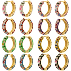 ZHUKOU 8 Colours Turkish Resort Style Oil Drip Crafted Women's Earrings Jewellery Wholesale Available 1 pair: VE1366