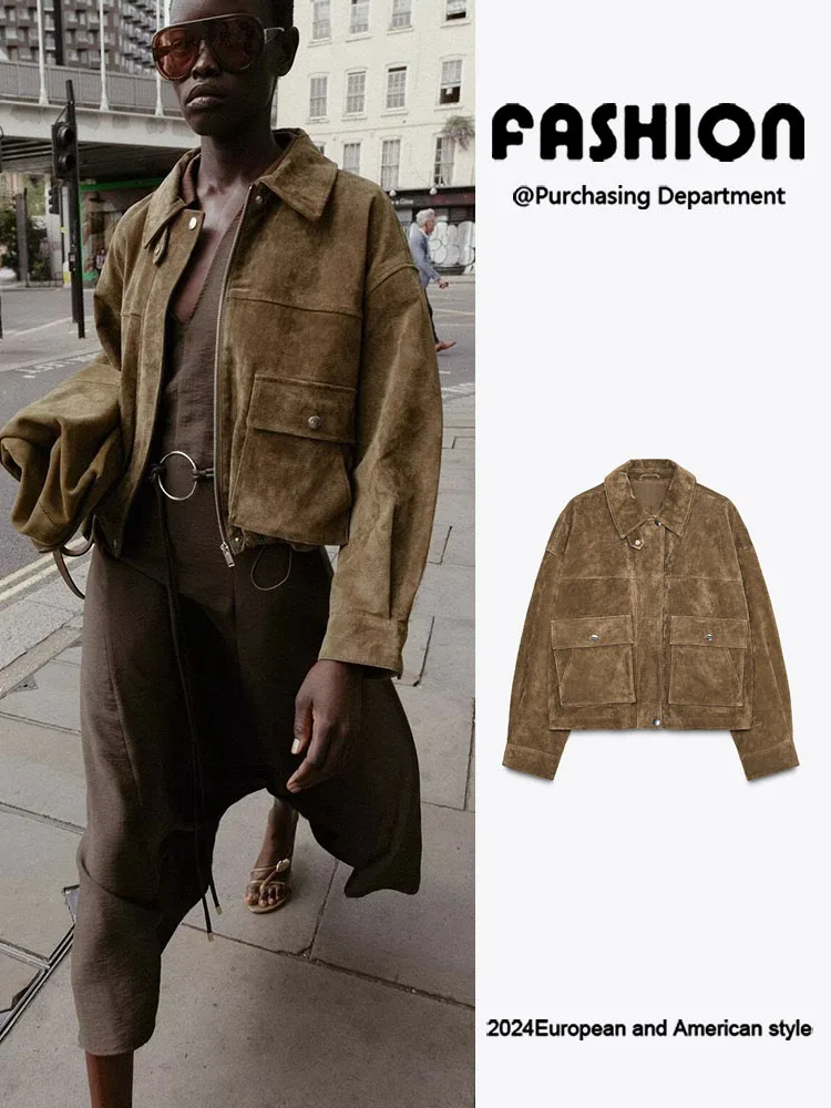 

Faionable Long Sve Leather Pilot Jaet Women's Outerwear ZA2025 New Arrival Versatile Autumn 2025 Stage Costume