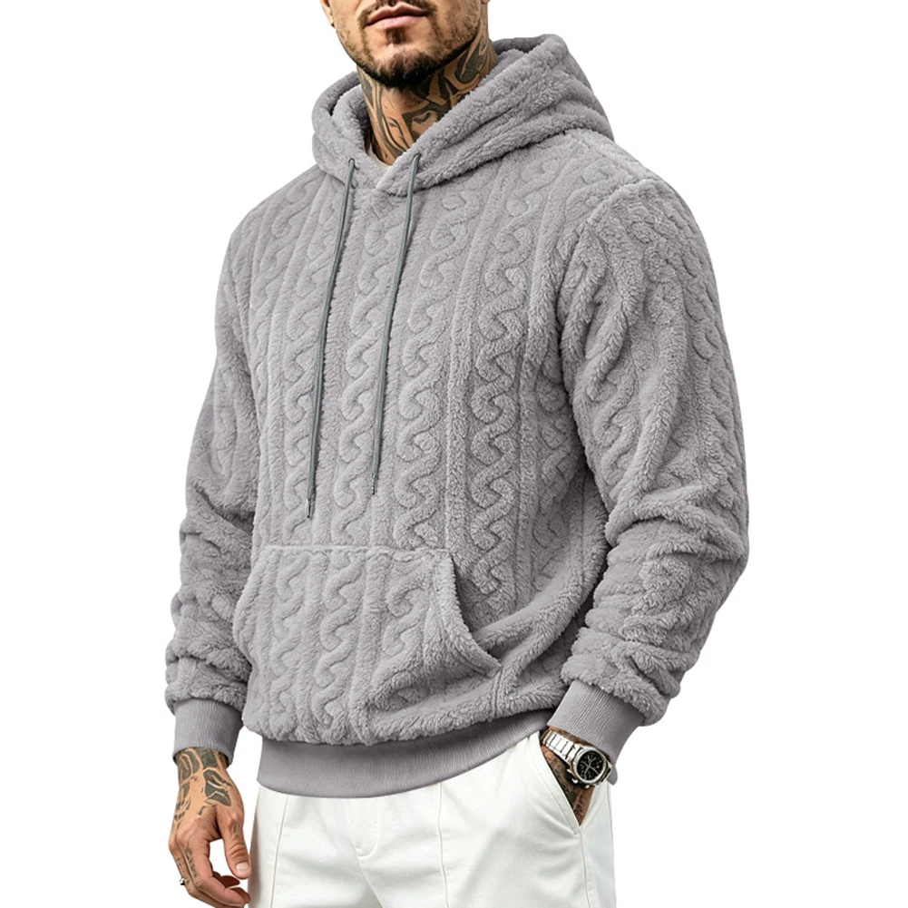For Autumn Daily Commute Men Jacquard Sweatshirt Mens Winter Hoodie Hooded Sweatshirt For Men Jacket Black Long Sleeve Style