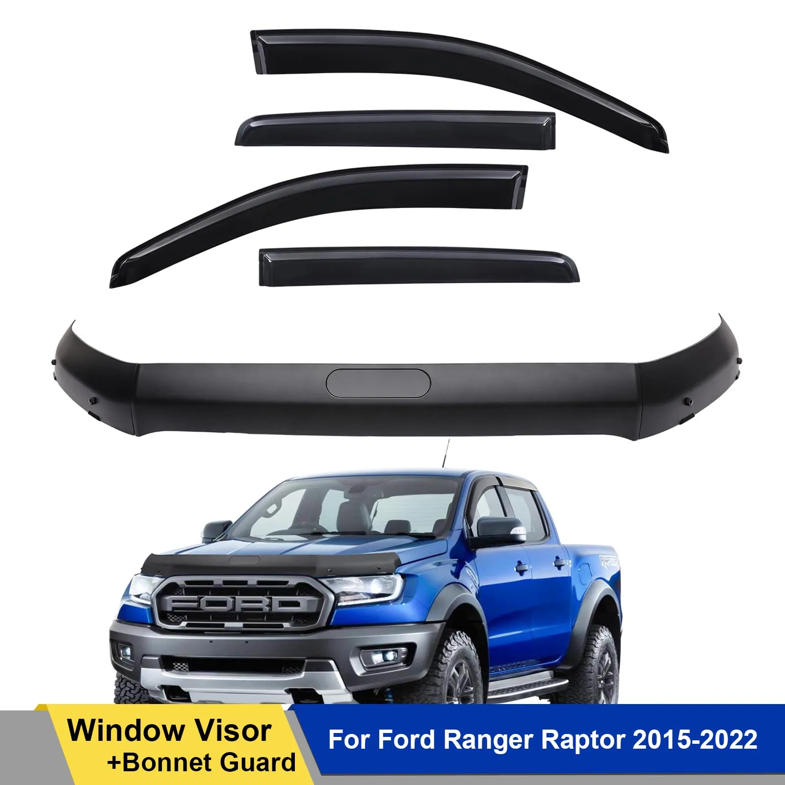 

Bonnet Guard Shield Bonnet Protector +Window Visor Westher Shields For Ford Ranger Raptor 2015-2022 Car Accessories