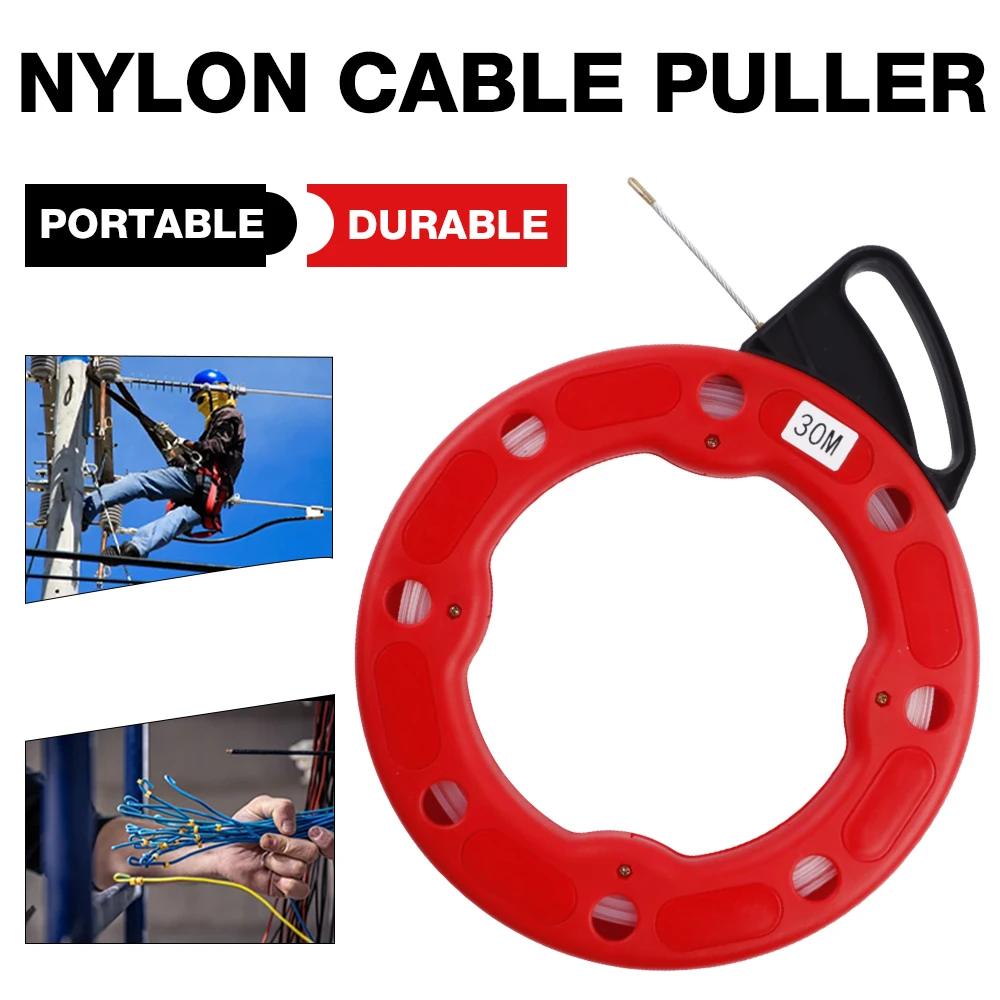 

30M Nylon Cable Puller, 3MM Diameter Portable Reel Conduit Duct Wire Pulling Tool, For Installing Cables Through Walls, Floors