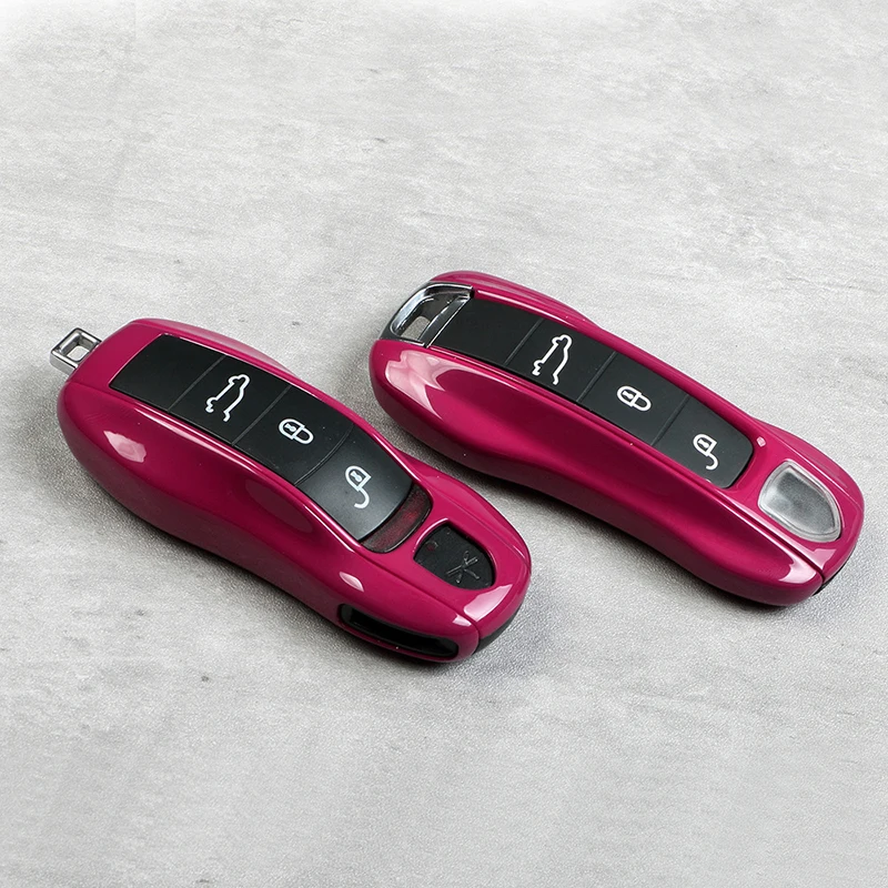 Car Key Case Ruby Star Color for Porsche 718 911 Macan Panamera Cayman Cayenne Boxster Key Fob Cover Replacement 3pcs New Old