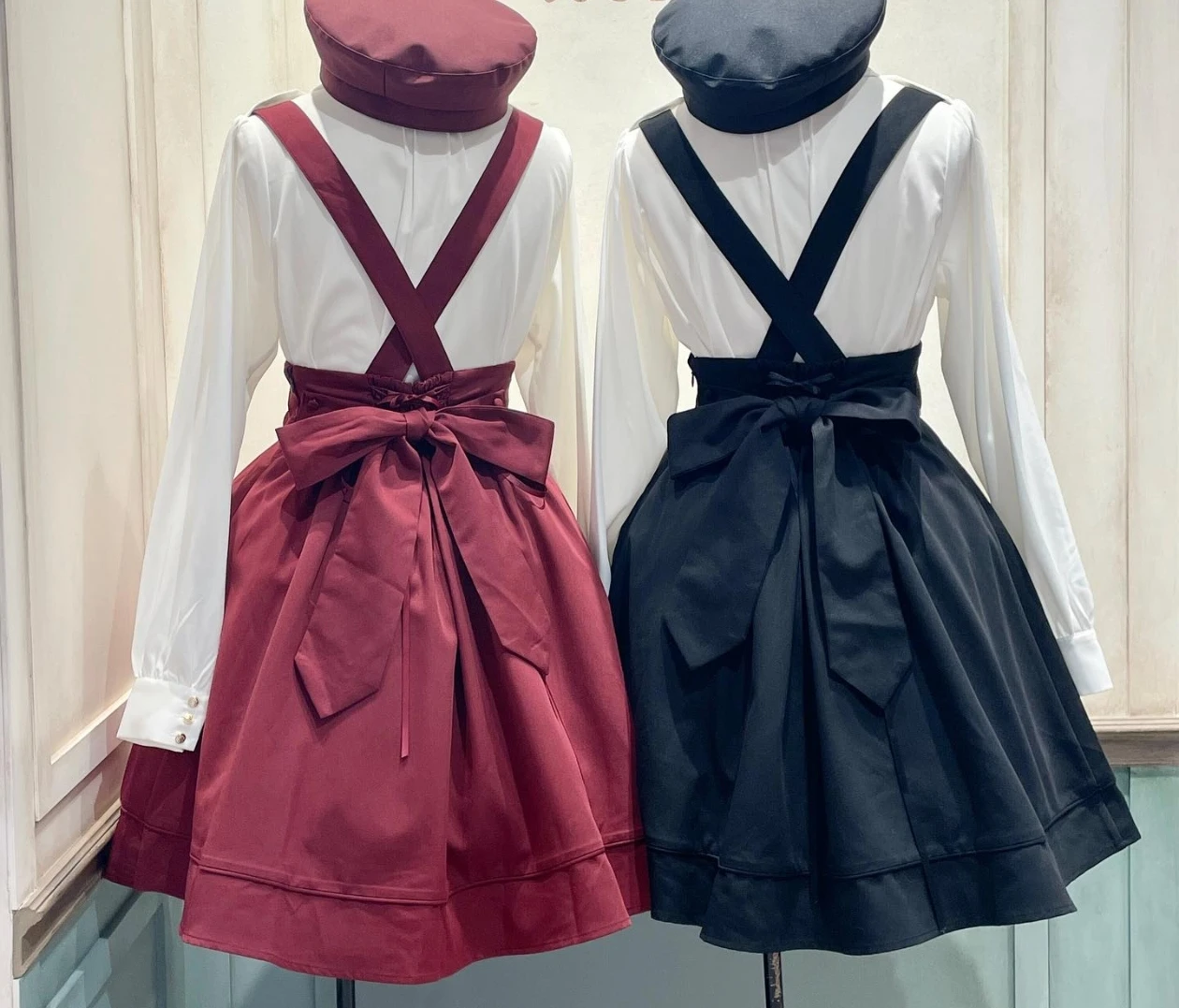 النمط الياباني أنيقة الحلو دمية طوق القوس طويلة الأكمام تنوعا قميص عالية الخصر ضئيلة ألف خط التنانير قطعتين مجموعة للنساء #3