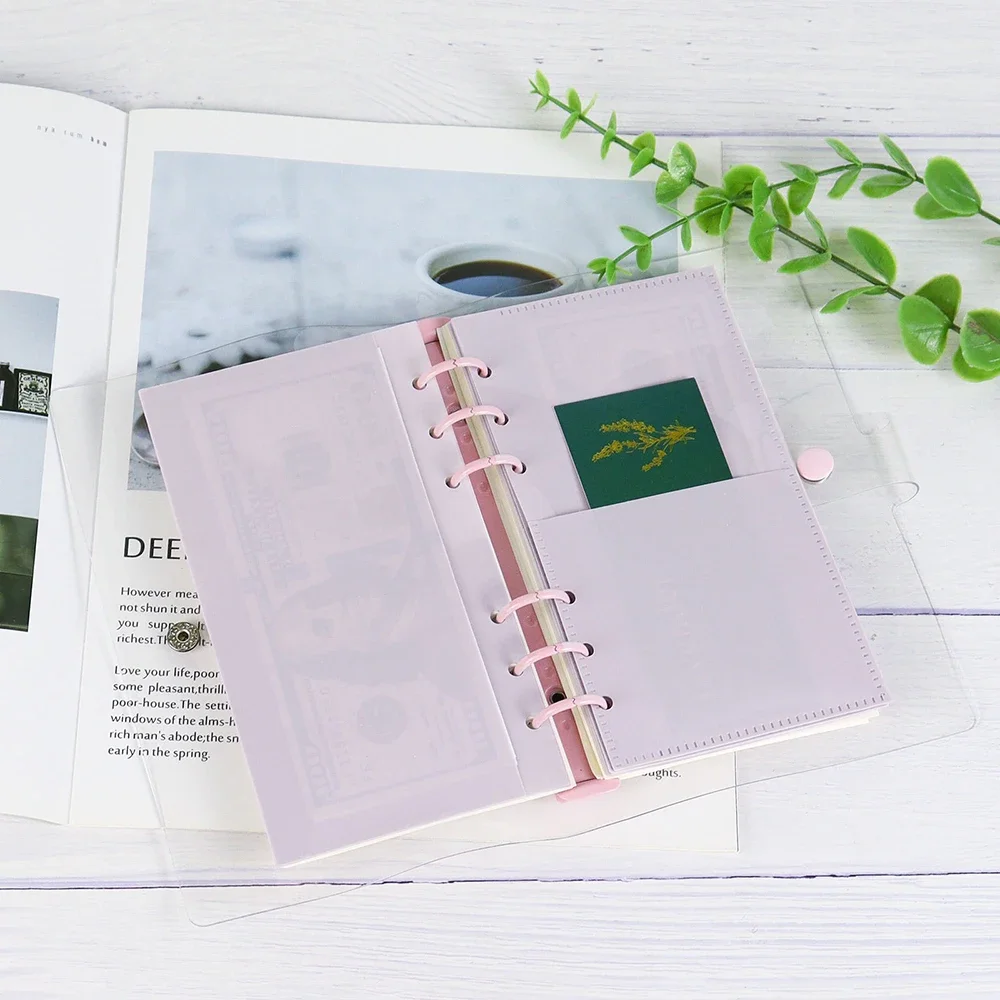 A6 الأرجواني شفافة فضفاضة ورقة PP حقيبة الإيصالات النقدية حقيبة التخزين تخطيط الميزانية المالية الخاصة الإبداعية مكتب القرطاسية #4