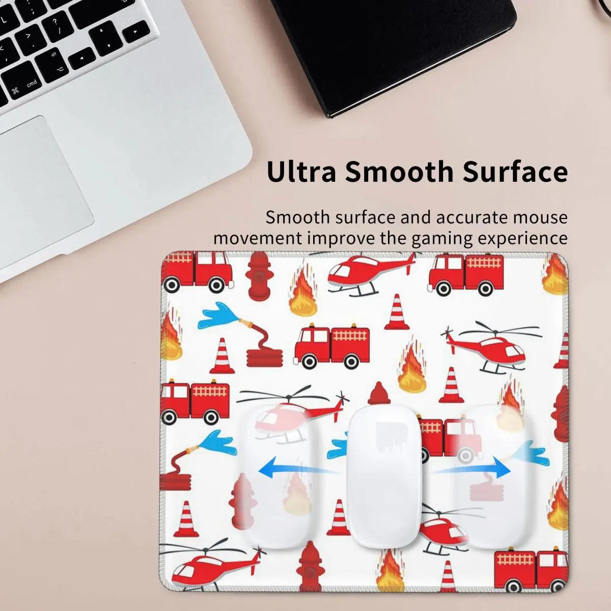 Red Transport Fire Truck Engine Brigade Mouse Pad Computer Keyboard Mouse Mat Gaming Laptop Desk Mat Office Table Mats