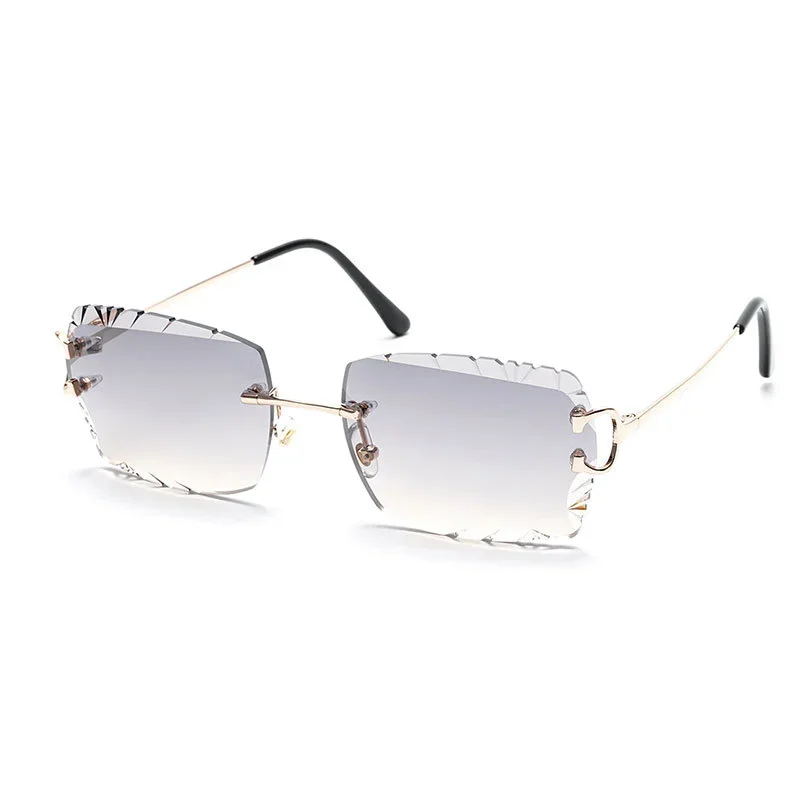 Hot Selling Wholesale Luxury Fashion Designer Rimless Frame Sunglasses Women Metal Rimless Sunglasses Men