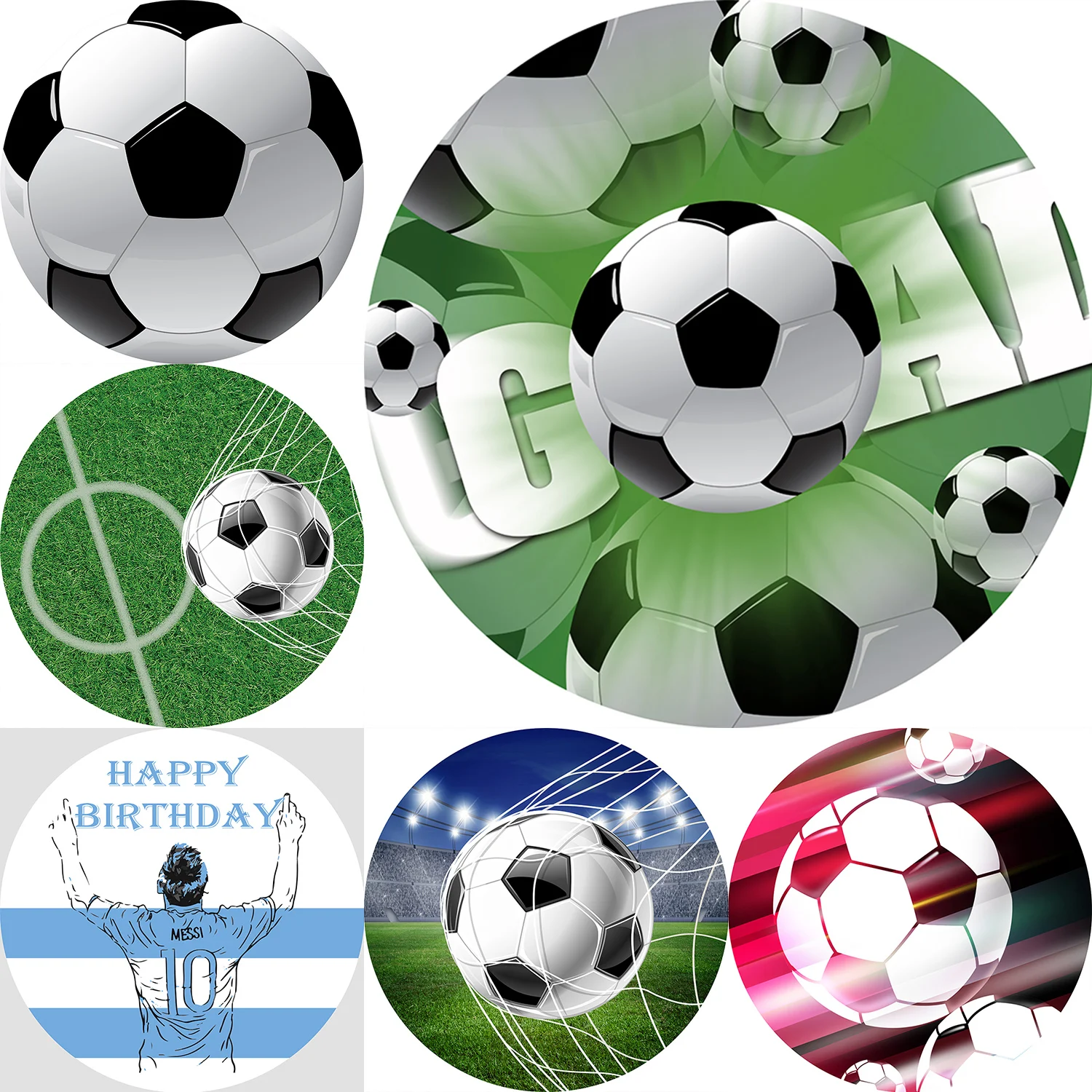 Round Football Theme Photogrpahy Background Elastic Cover Soccer Sports Little Boys Birthday Party Baby Shower Backdrop