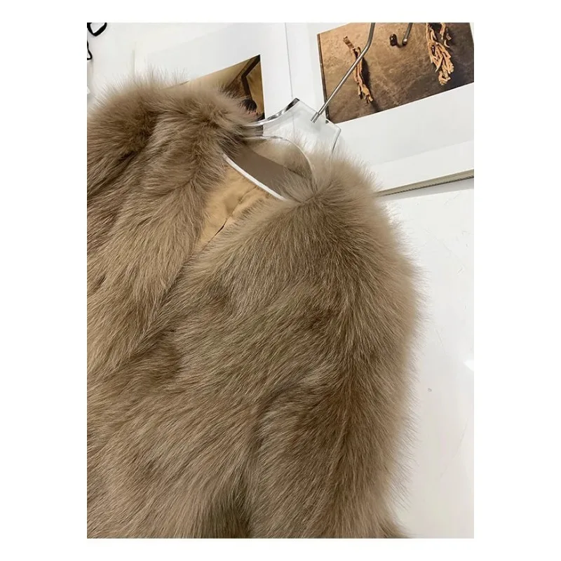 Imitacja futra lisa, płaszcz damski, wiosna-jesień, nowy, futrzany, ciepły top