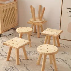 1pc Small Biscuit Wooden Chair, Wood Chair, Stool Chair, Handmade, For Playroom, Bedroom, Eating, Reading, Playing