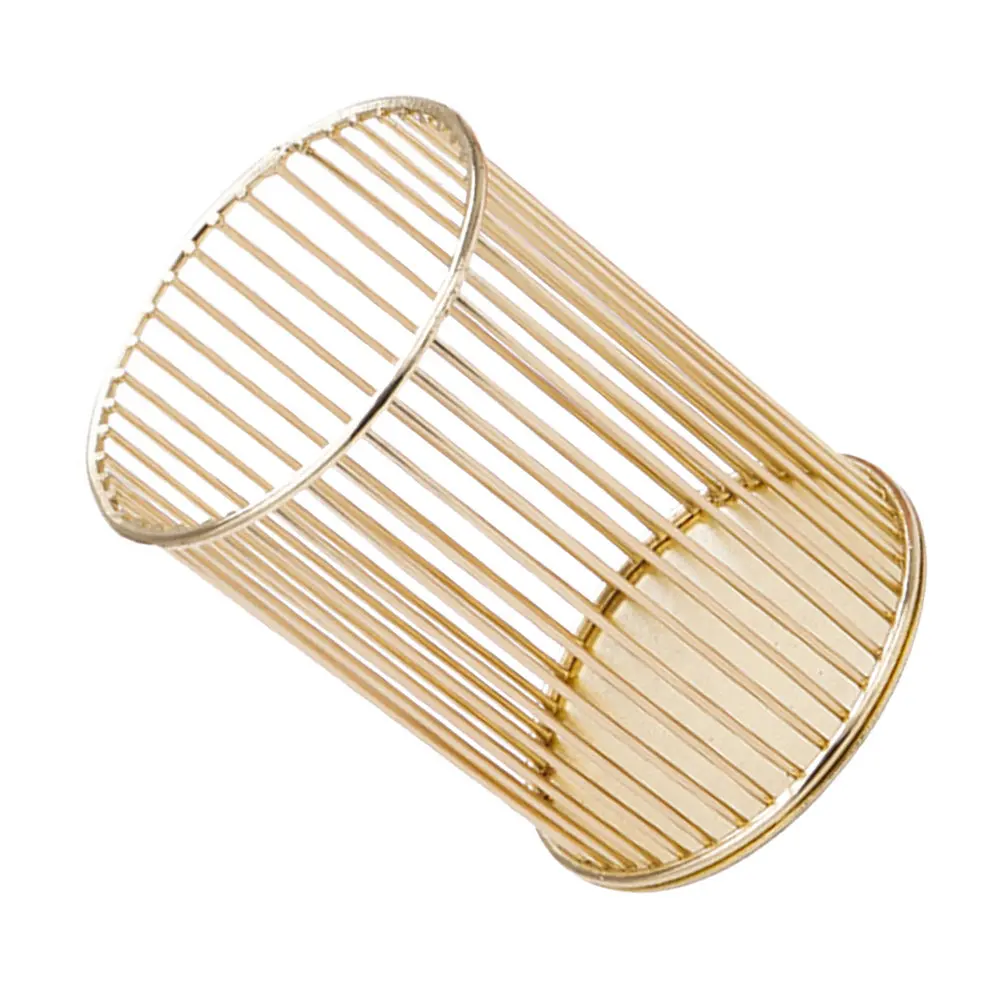 Creative Golden Iron Pen Holder Hollow Out Texture Desktop Stationery Organizer for Pens Pencils Brushes Photography Props Decor