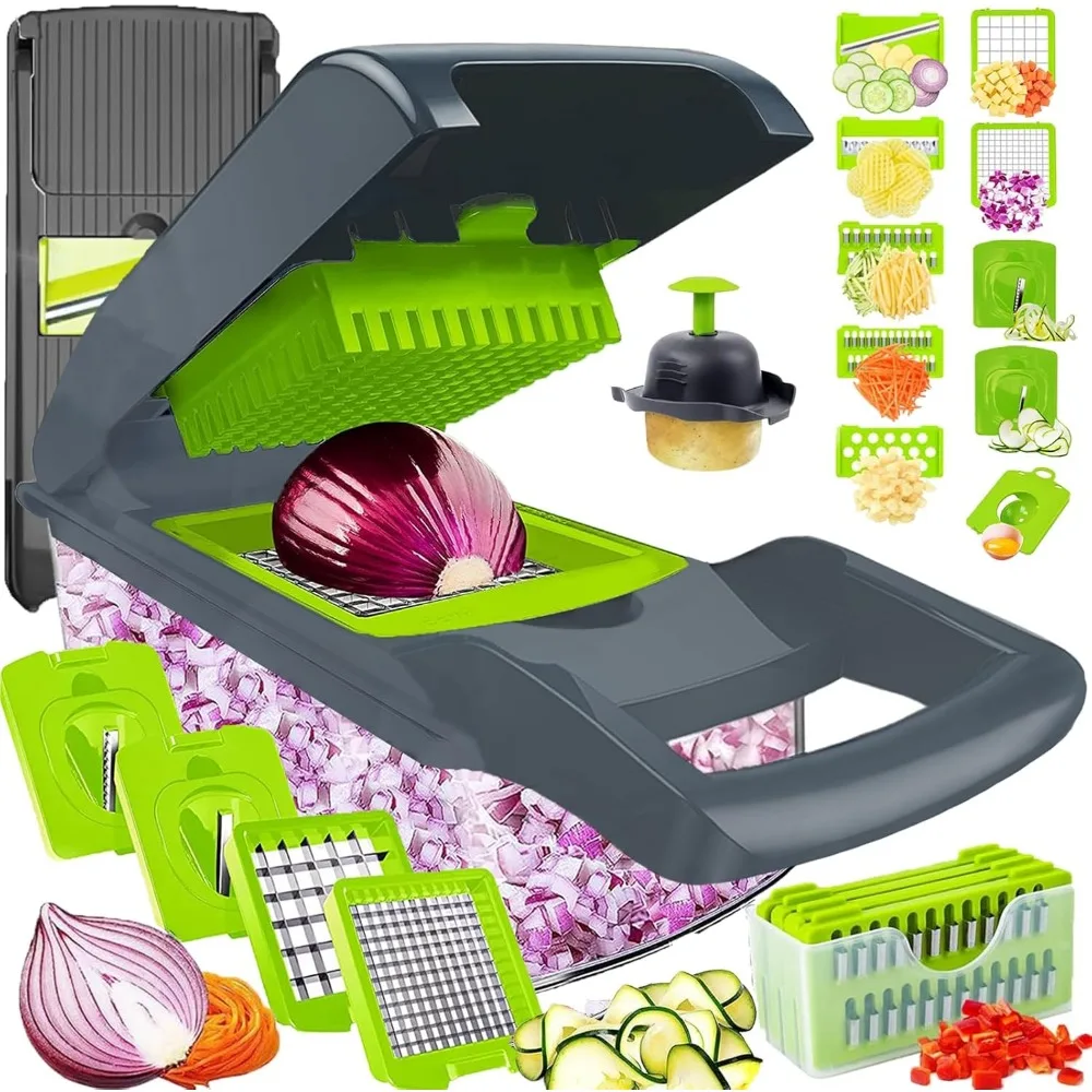 

20-in-1 Mandoline Slicer & Spiralizer with Container, Essential Kitchen Gadget for Veggie Prep