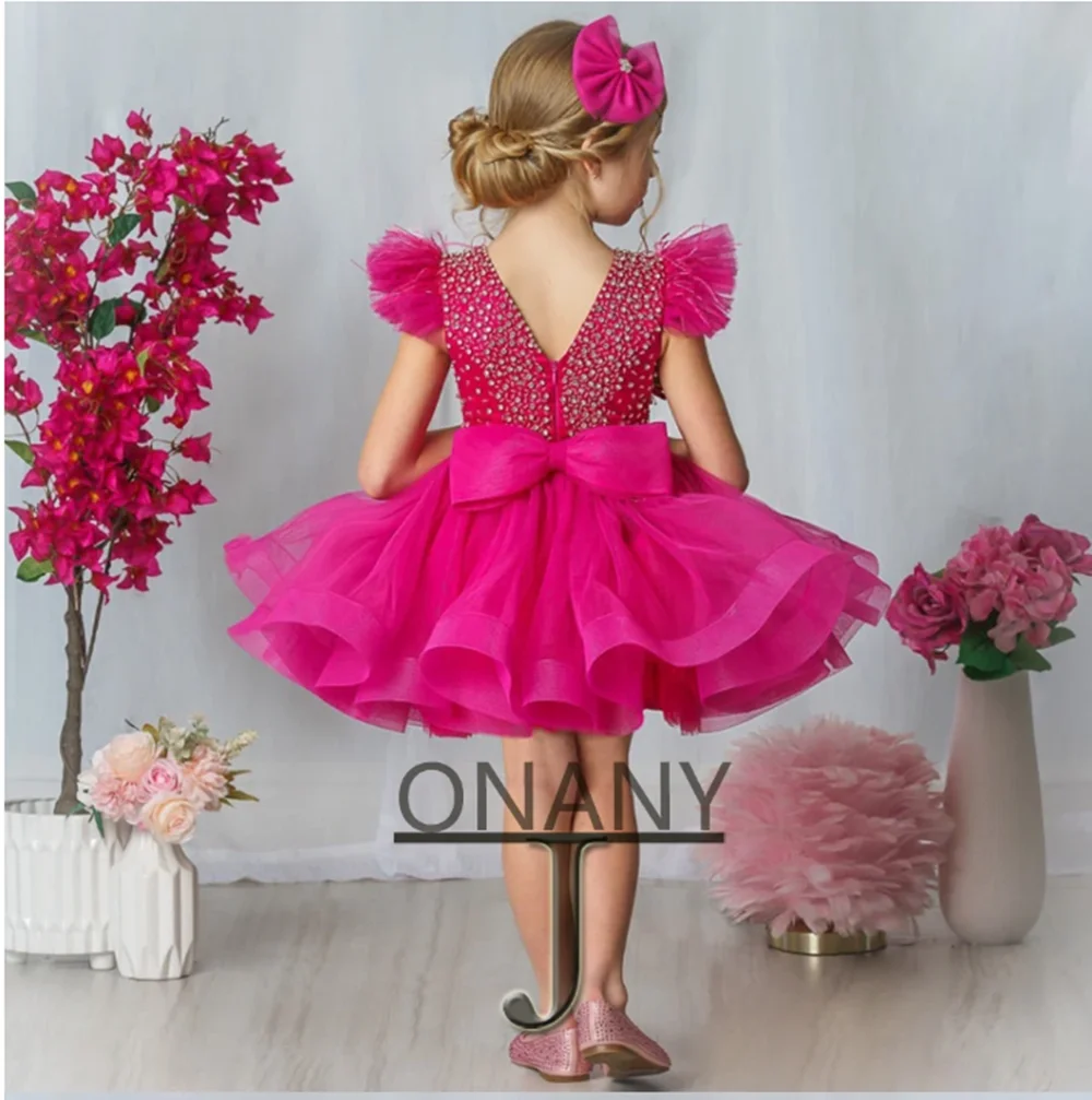 Flower Girl Dresses Ids For Wedding Party Frock Gown Princess Evening Summer Children's Mesh Sleeve