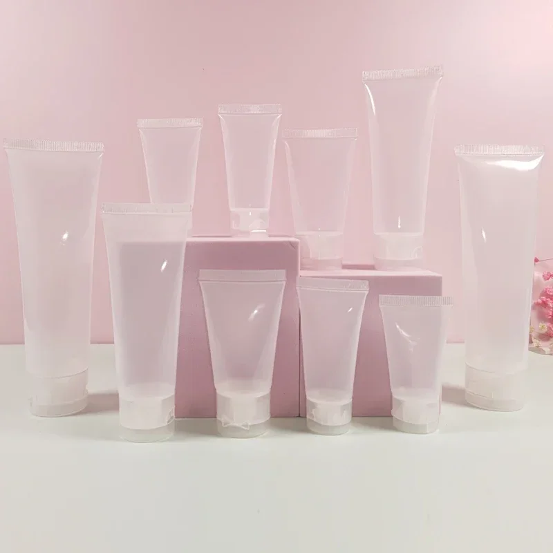 5Pcs 15ml-100ml Plastic Cosmetic Soft Tubes Bottle W/ Flip Lid Empty Refillable Travel Sample Container For Facial Creams Lotion