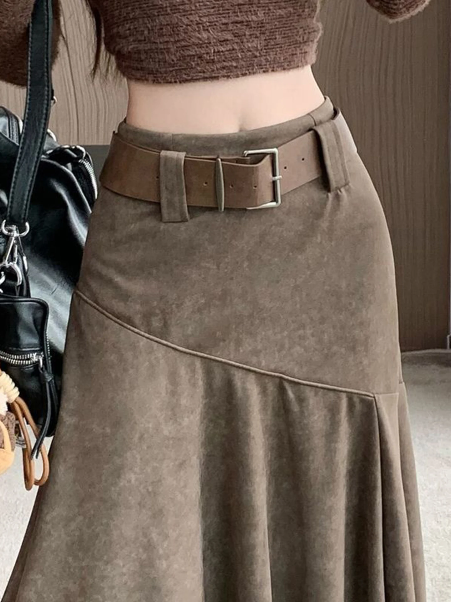 Women's Mid-Length A-Line Skirt Summer Casual Hanging Feeling Body-Skimming Long Skirt Asymmetrical Design Polyester Fiber