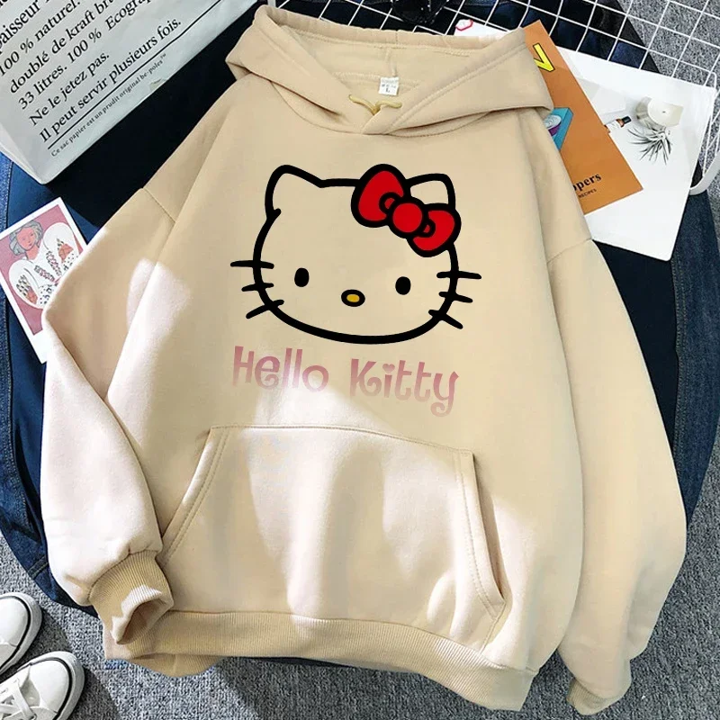 

Худи 90s Y2k, готические толстовки с капюшоном Hello Kitty, худи с японским аниме, толстовка Sanrio, одежда, топы, свитшот, одежда, уличная одежда