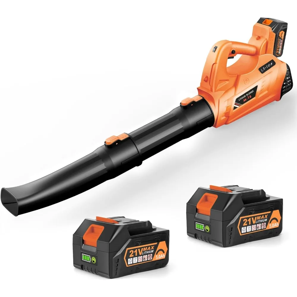 

Leaf Blower - 320CFM 180MPH 21V Leaf Blower Cordless with 2 X 5.0 Ah Battery & Charger, Electric Leaf Blower Battery Powered