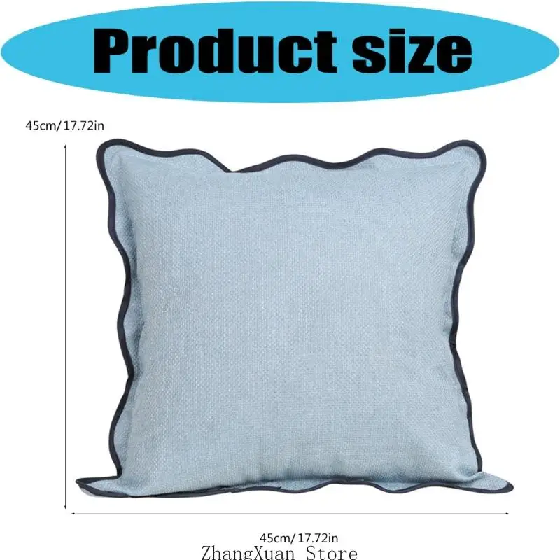 Polyester-Kissenbezug, 45 quadratisch, dekorativer Schonbezug mit Randbesatz für Stuhl, Sitz, Sofa, Akzent, 3 x – Detail 6