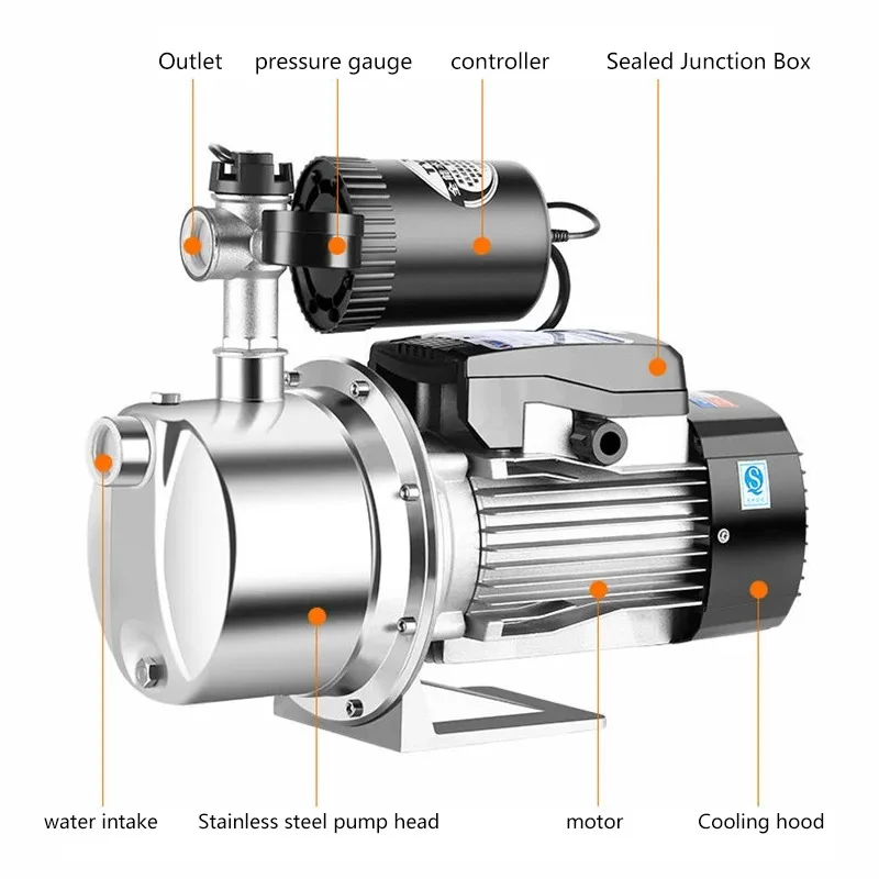 Useful 220V 350W/450W/550W Home Use Fully Automatic Booster Pump Water Pipe Low Power Mute Constant Pressure Self-priming Pump