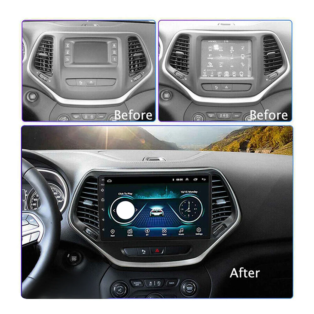 10In 2+32G Android 13 Car Radio For Jeep Cherokee 2015-2018 Touchscreen Car Stereo For Carplay Android Auto Bluetooth Parts