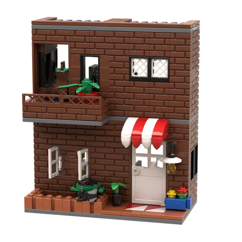 Moc tijolos de construção marrom avermelhado casa modelo tecnologia cidade rua vista bloco brinquedo diy montagem presentes do feriado natal