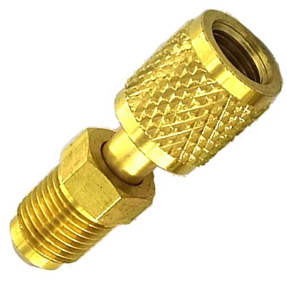 

Male Adapter For R410 R32 R22 Gold Male 5/16 X F1/4 SAE Features Sturdy Construction For Air Conditioning Systems