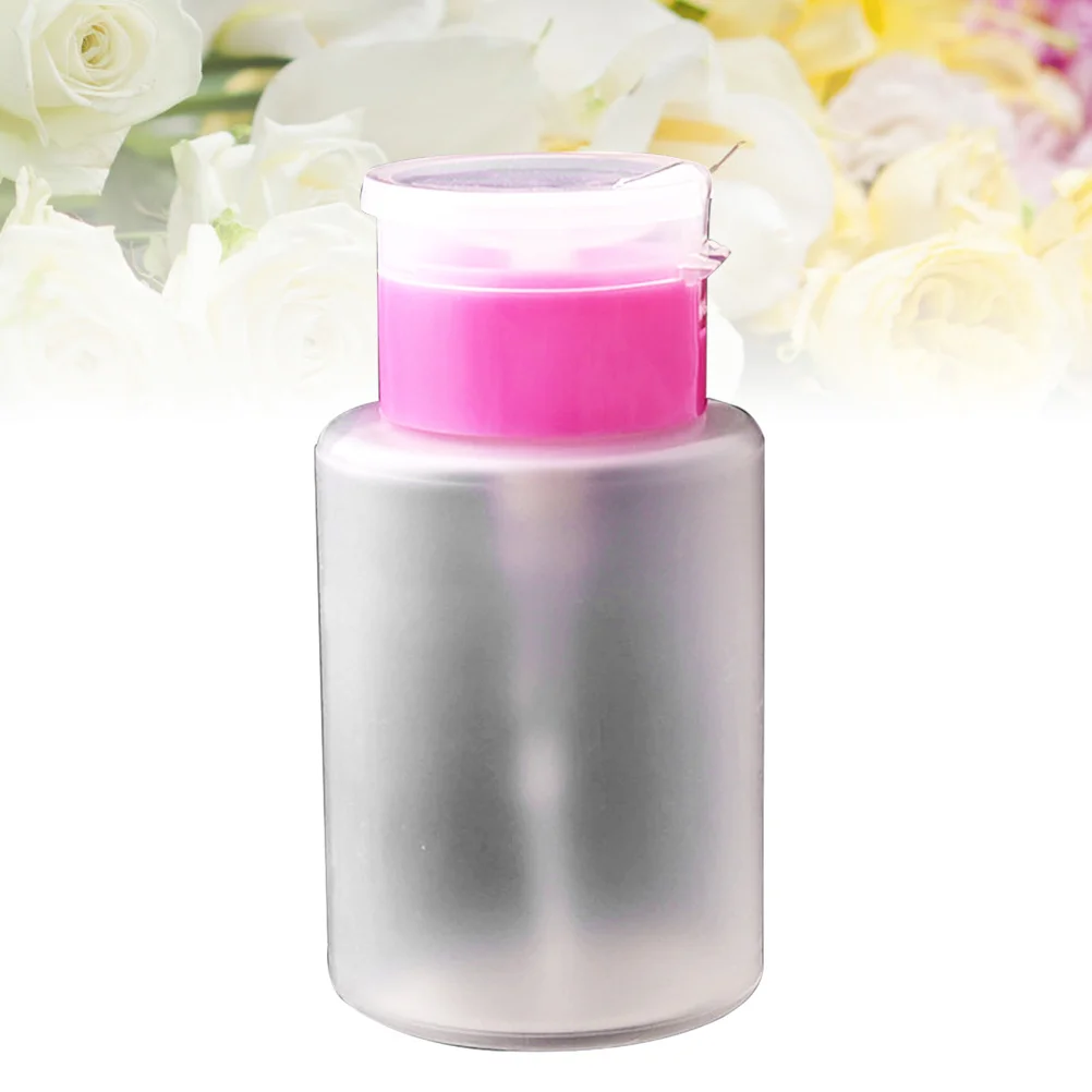 Butelka z alkoholem do paznokci 150 ml, z pompką, wielokrotnego użytku, zapobiegająca pękaniu, biodegradowalna, idealna do paznokci.