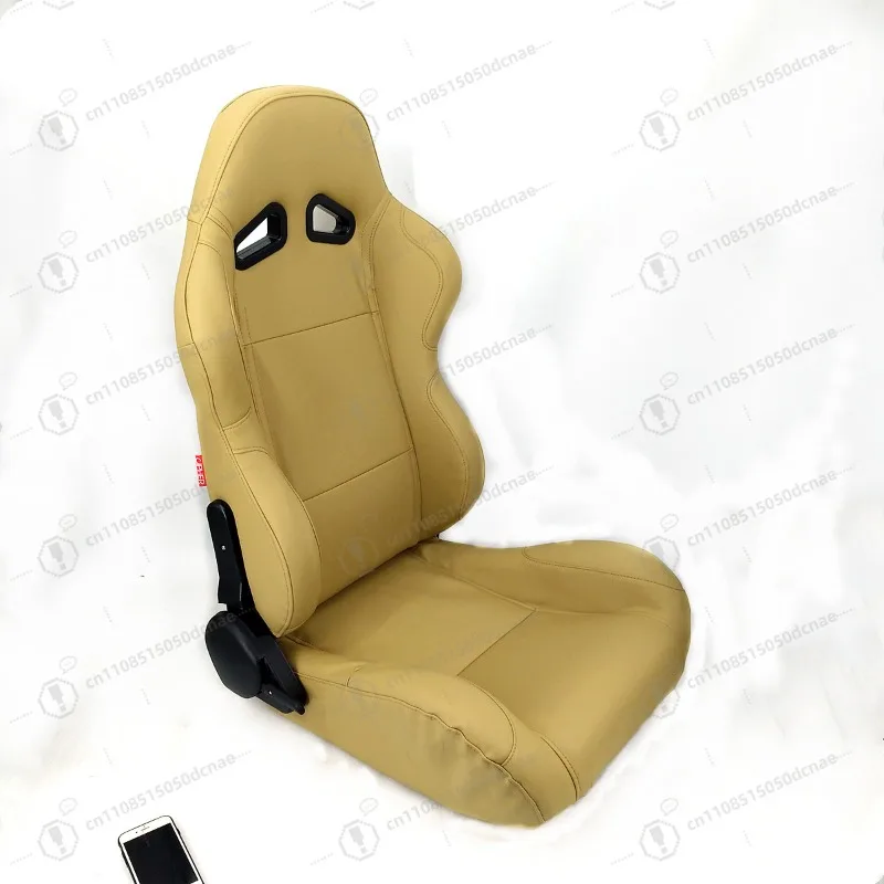 Modified Car Seat Dual Slide Rail Adjustable Beige Small Hole PVC Sport Seat Universal