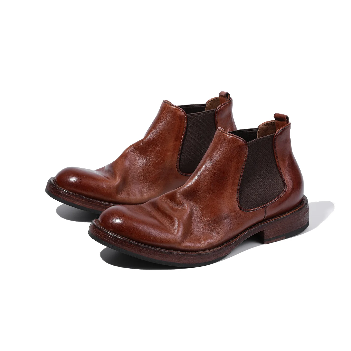 Chelsea Boots for Men & Handmade Vintage Horsehide Leather Shoes Breathable High Top