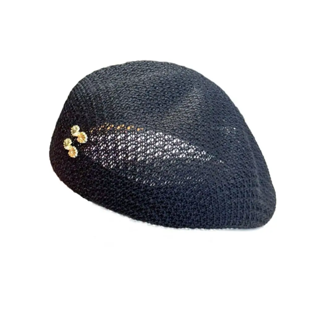 Retro Breathable Sun Beret Cap Solid Color Hollow Out Artist Hat Forward Cap Korean Style Beret Casual Wear