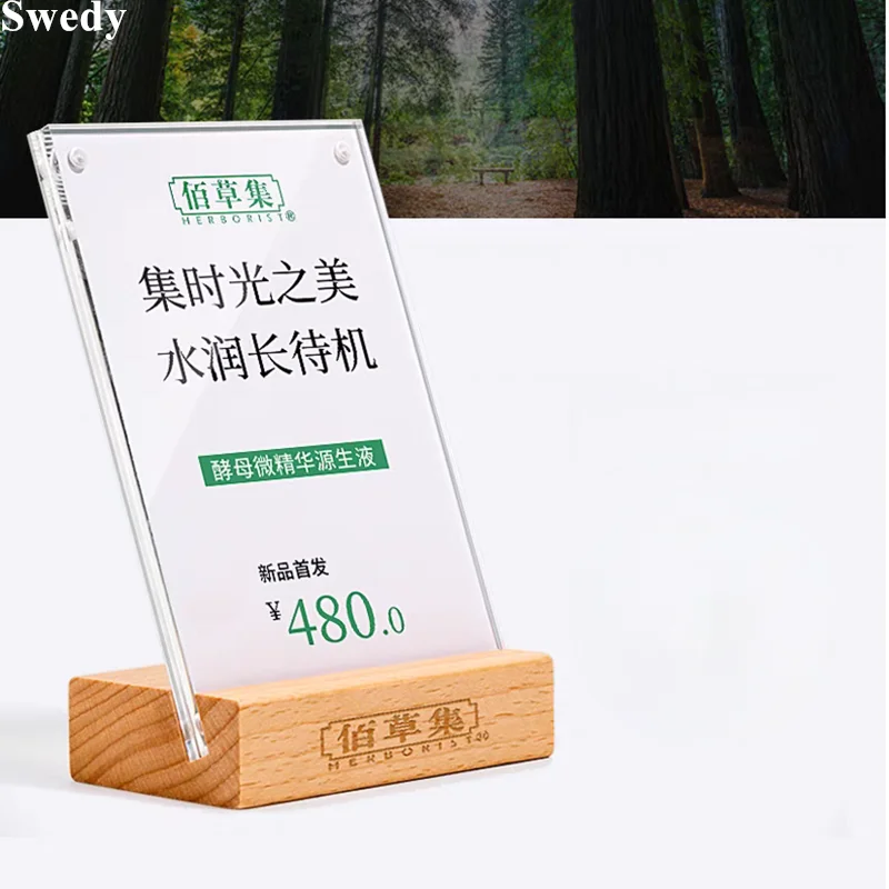 90x60mm L Shape Magnetic Acrylic Sign Holder Display Stand Menu Paper Flyer Holder Name Card Mini Price Label Card Holder Tags