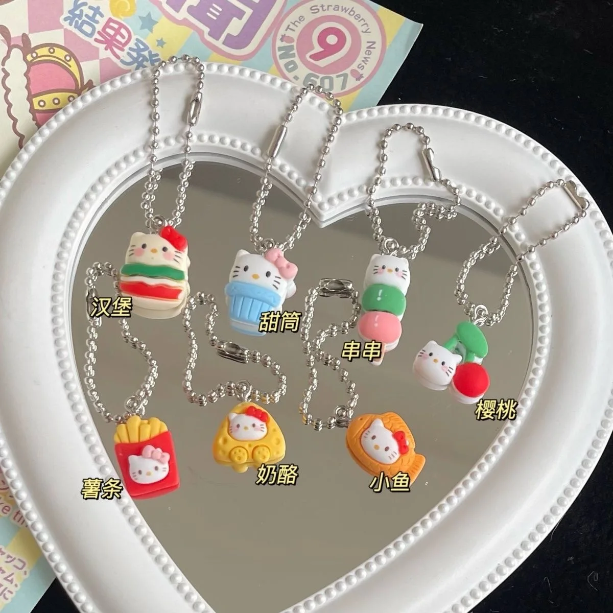 Sanrio Gantungan Kunci Hello Kitty, gantungan kunci kartun lucu tas ponsel liontin modis Keyring perhiasan aksesori untuk hadiah Tahun Baru anak perempuan