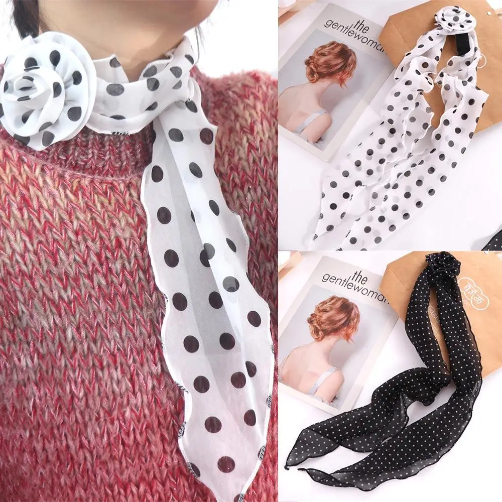 Bow Ties Long Silk Scarf Cravat Wrap Polka Dot Scarves Scarf Accessories Collocation Clothing Accessories